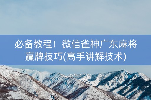 必备教程！微信雀神广东麻将赢牌技巧(高手讲解技术)