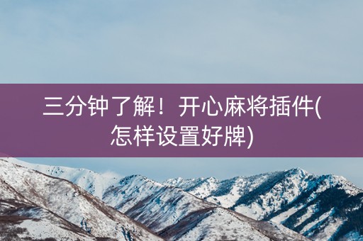 三分钟了解！开心麻将插件(怎样设置好牌)