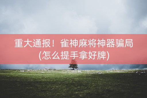 重大通报！雀神麻将神器骗局(怎么提手拿好牌)