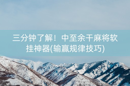 三分钟了解！中至余干麻将软挂神器(输赢规律技巧)