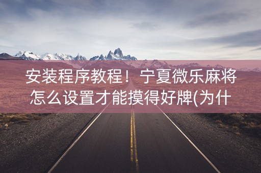 安装程序教程！宁夏微乐麻将怎么设置才能摸得好牌(为什么一直输)