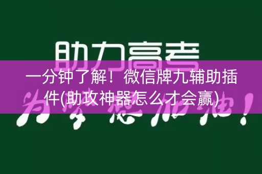 一分钟了解！微信牌九辅助插件(助攻神器怎么才会赢)
