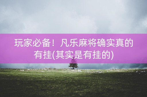 玩家必备！凡乐麻将确实真的有挂(其实是有挂的)