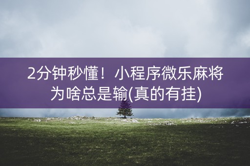 2分钟秒懂！小程序微乐麻将为啥总是输(真的有挂)
