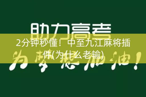 2分钟秒懂！中至九江麻将插件(为什么老输)