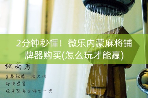 2分钟秒懂！微乐内蒙麻将铺牌器购买(怎么玩才能赢)