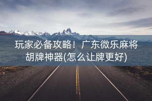 玩家必备攻略！广东微乐麻将胡牌神器(怎么让牌更好)