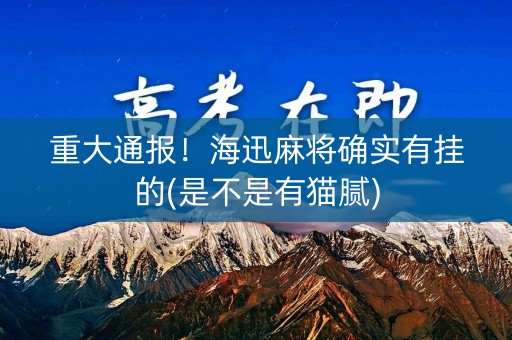 重大通报！海迅麻将确实有挂的(是不是有猫腻)