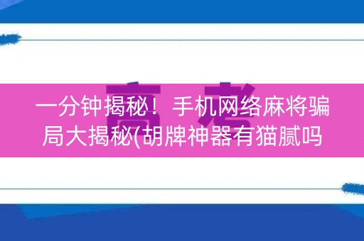 一分钟揭秘！手机网络麻将骗局大揭秘(胡牌神器有猫腻吗)