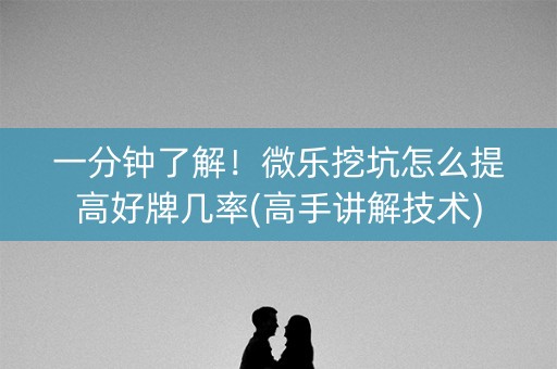 一分钟了解！微乐挖坑怎么提高好牌几率(高手讲解技术)