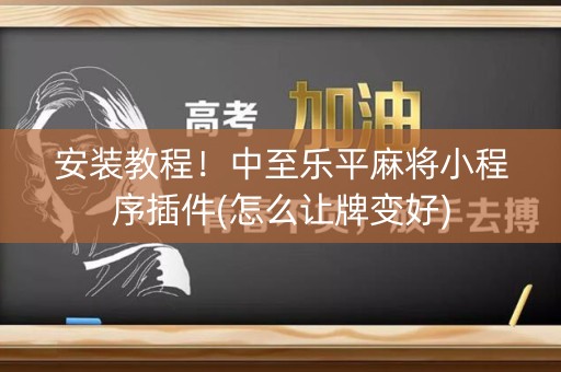 安装教程！中至乐平麻将小程序插件(怎么让牌变好)