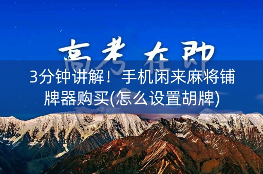 3分钟讲解！手机闲来麻将铺牌器购买(怎么设置胡牌)