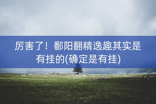 厉害了！鄱阳翻精逸趣其实是有挂的(确定是有挂)