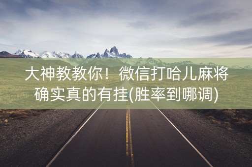 大神教教你！微信打哈儿麻将确实真的有挂(胜率到哪调)