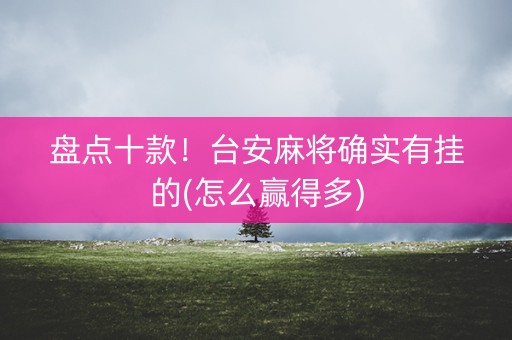 盘点十款！台安麻将确实有挂的(怎么赢得多)