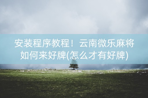 安装程序教程！云南微乐麻将如何来好牌(怎么才有好牌)