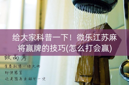 给大家科普一下！微乐江苏麻将赢牌的技巧(怎么打会赢)