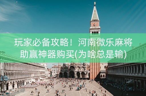 玩家必备攻略！河南微乐麻将助赢神器购买(为啥总是输)