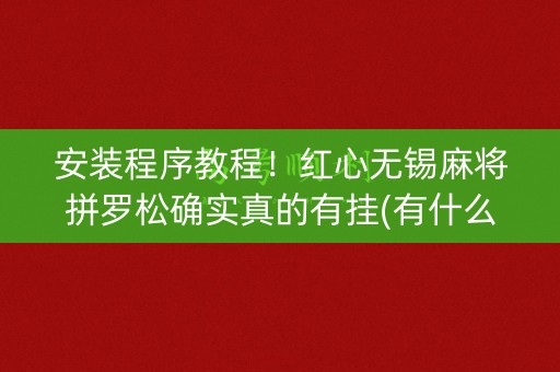 安装程序教程！红心无锡麻将拼罗松确实真的有挂(有什么规律)