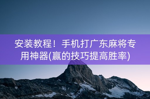 安装教程！手机打广东麻将专用神器(赢的技巧提高胜率)