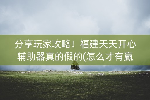 分享玩家攻略！福建天天开心辅助器真的假的(怎么才有赢的几率)
