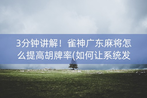 3分钟讲解！雀神广东麻将怎么提高胡牌率(如何让系统发好牌)