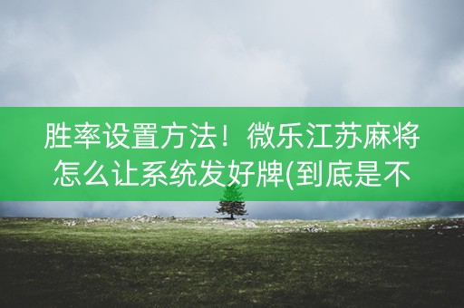 胜率设置方法！微乐江苏麻将怎么让系统发好牌(到底是不是有挂)