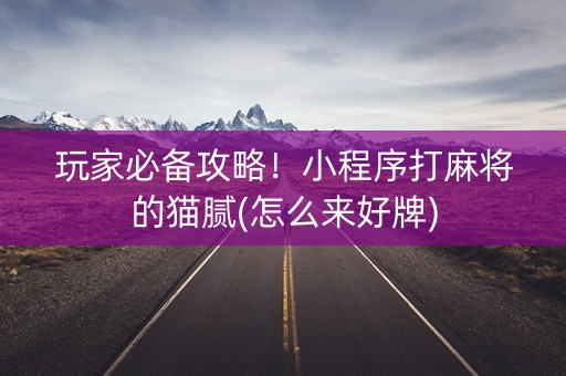 玩家必备攻略！小程序打麻将的猫腻(怎么来好牌)