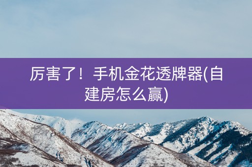 厉害了！手机金花透牌器(自建房怎么赢)