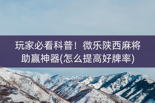 玩家必看科普！微乐陕西麻将助赢神器(怎么提高好牌率)