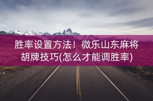 胜率设置方法！微乐山东麻将胡牌技巧(怎么才能调胜率)