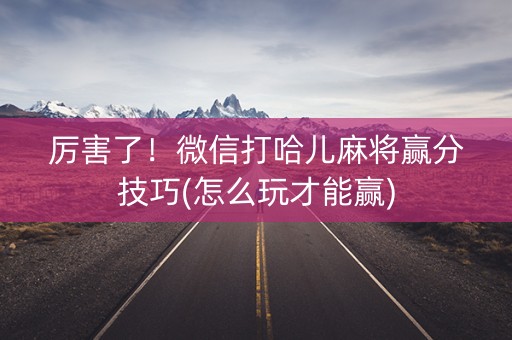 厉害了！微信打哈儿麻将赢分技巧(怎么玩才能赢)