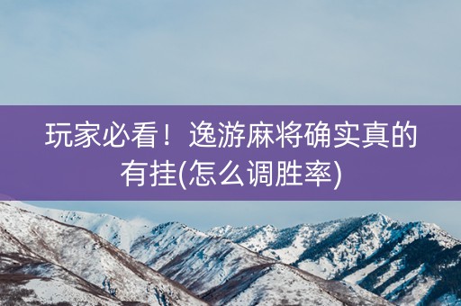 玩家必看！逸游麻将确实真的有挂(怎么调胜率)