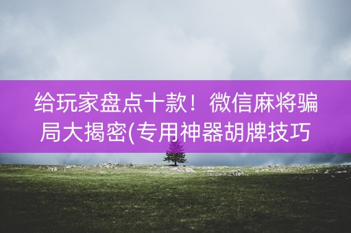 给玩家盘点十款！微信麻将骗局大揭密(专用神器胡牌技巧)