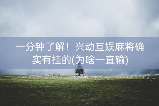 一分钟了解！兴动互娱麻将确实有挂的(为啥一直输)
