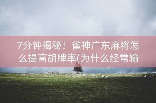 7分钟揭秘！雀神广东麻将怎么提高胡牌率(为什么经常输)