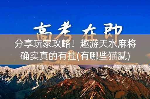 分享玩家攻略！趣游天水麻将确实真的有挂(有哪些猫腻)