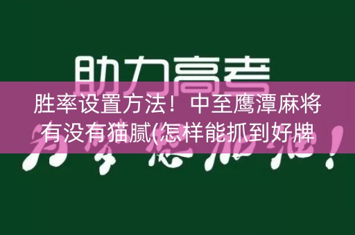 胜率设置方法！中至鹰潭麻将有没有猫腻(怎样能抓到好牌)