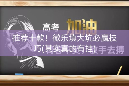 推荐十款！微乐填大坑必赢技巧(其实真的有挂)