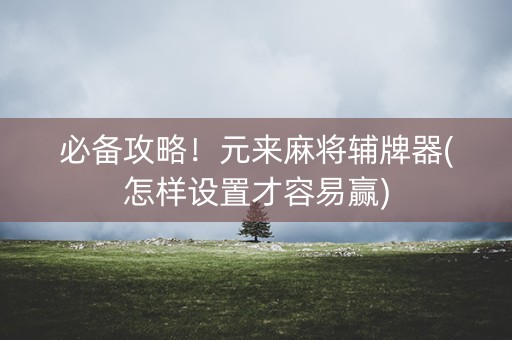 必备攻略！元来麻将辅牌器(怎样设置才容易赢)