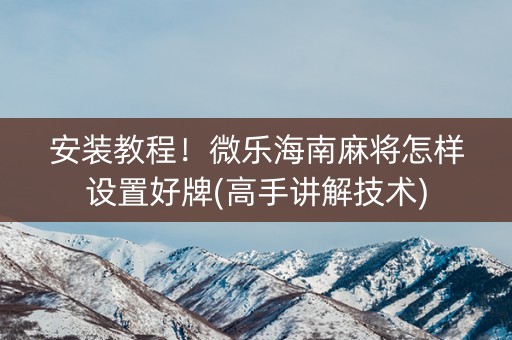 安装教程！微乐海南麻将怎样设置好牌(高手讲解技术)