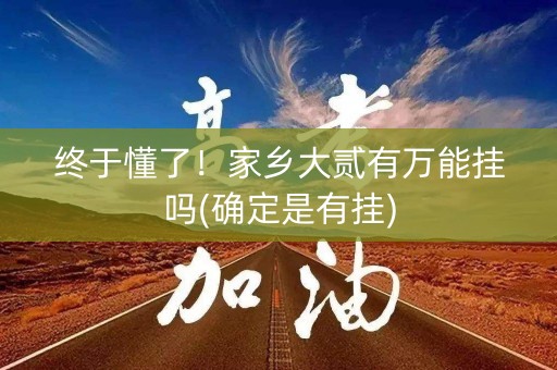 终于懂了！家乡大贰有万能挂吗(确定是有挂)