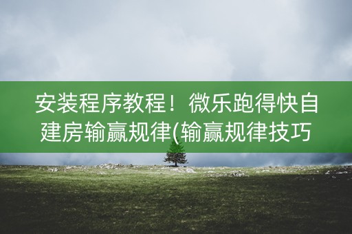 安装程序教程！微乐跑得快自建房输赢规律(输赢规律技巧)