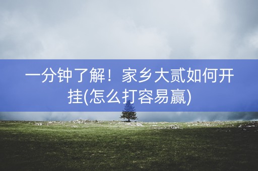 一分钟了解！家乡大贰如何开挂(怎么打容易赢)