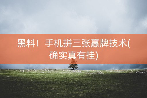黑料！手机拼三张赢牌技术(确实真有挂)