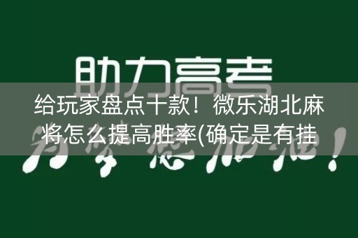 给玩家盘点十款！微乐湖北麻将怎么提高胜率(确定是有挂)