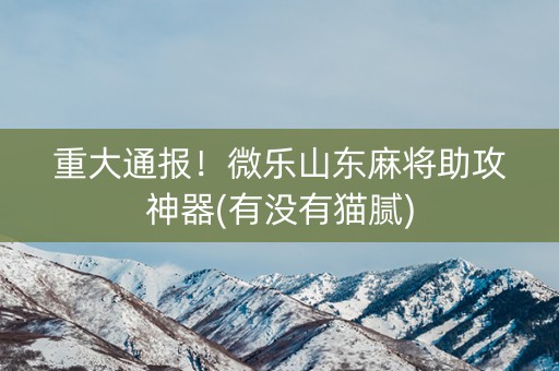 重大通报！微乐山东麻将助攻神器(有没有猫腻)