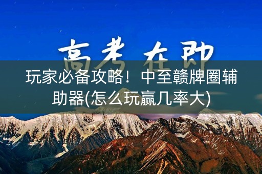 玩家必备攻略！中至赣牌圈辅助器(怎么玩赢几率大)