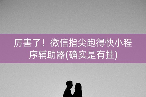 厉害了！微信指尖跑得快小程序辅助器(确实是有挂)