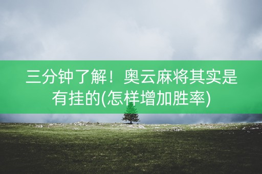 三分钟了解！奥云麻将其实是有挂的(怎样增加胜率)